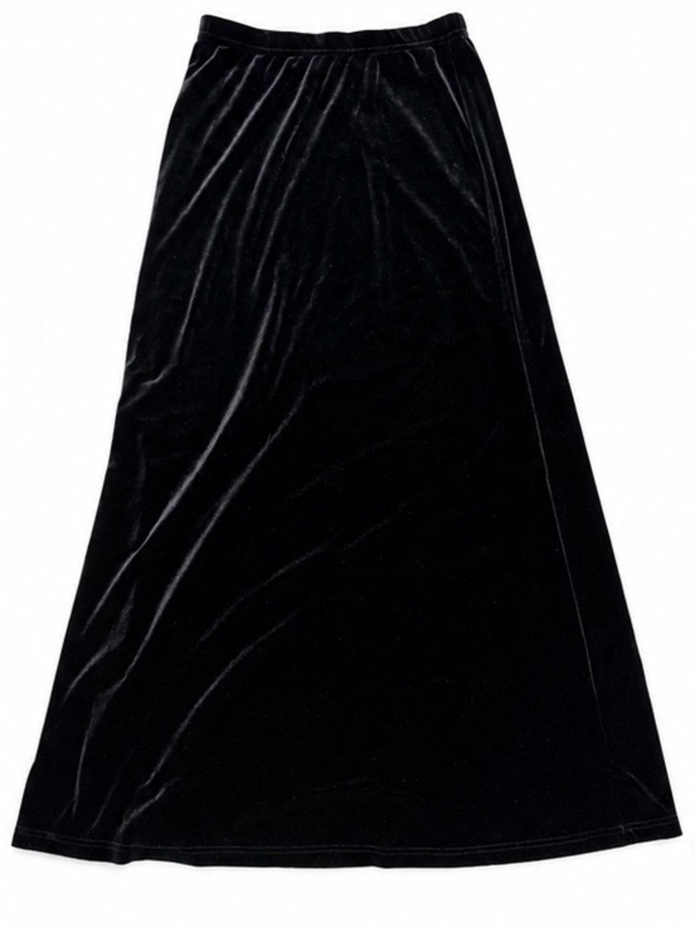 WilliSmith Stretch Black Velvet Maxi Skirt – A-Line Y2K 90s Style